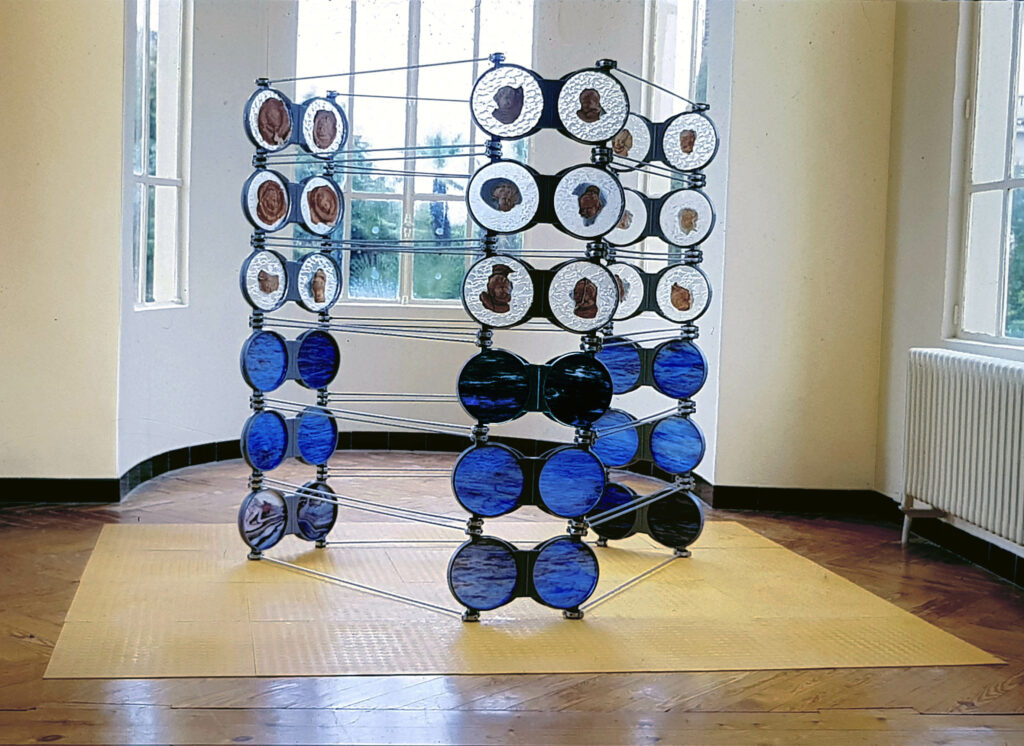 Triptyque H 170 cm verre pvc métal 1990 copie